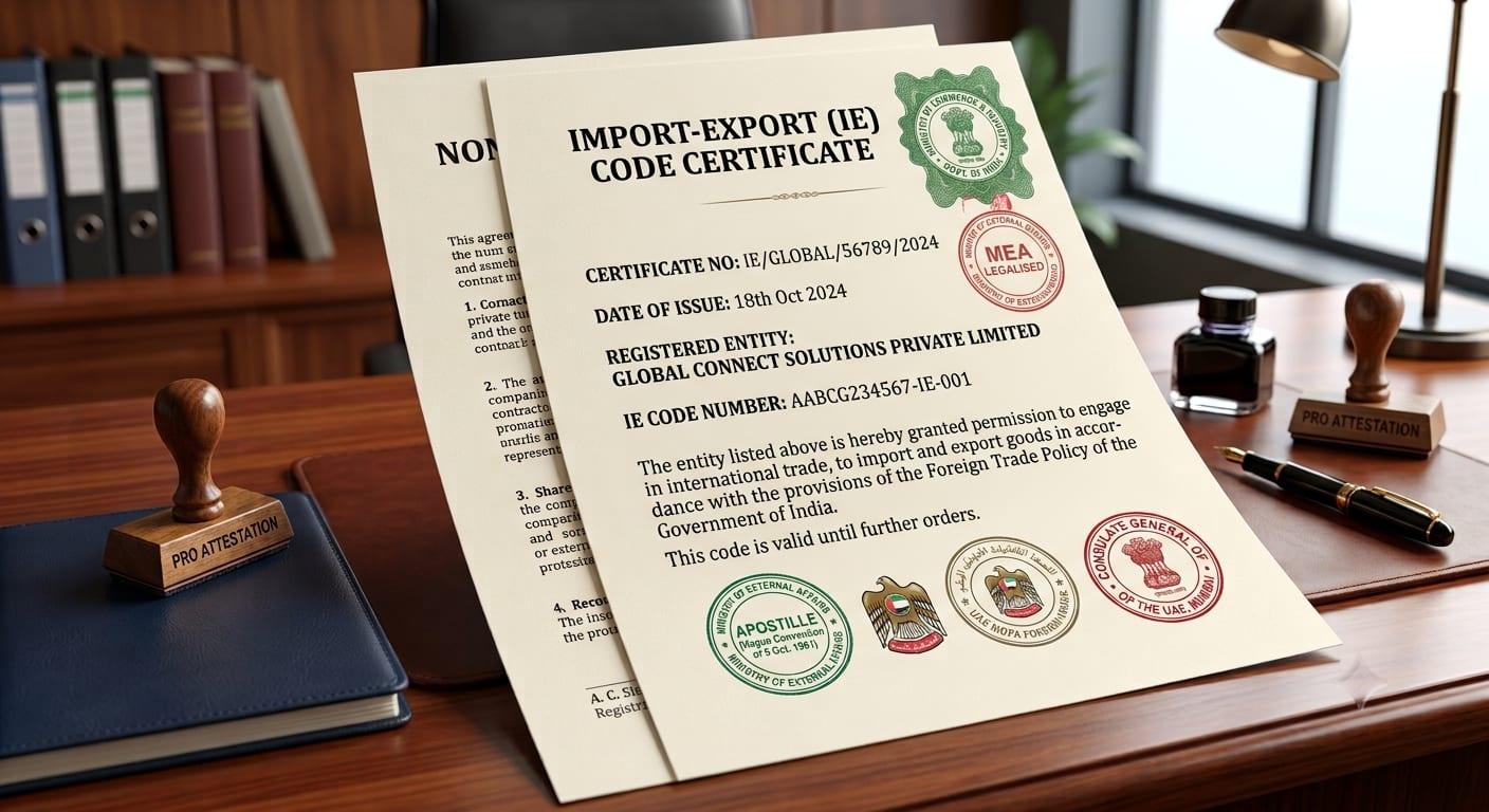 Import-Export (IE) Code Attestation & Apostille