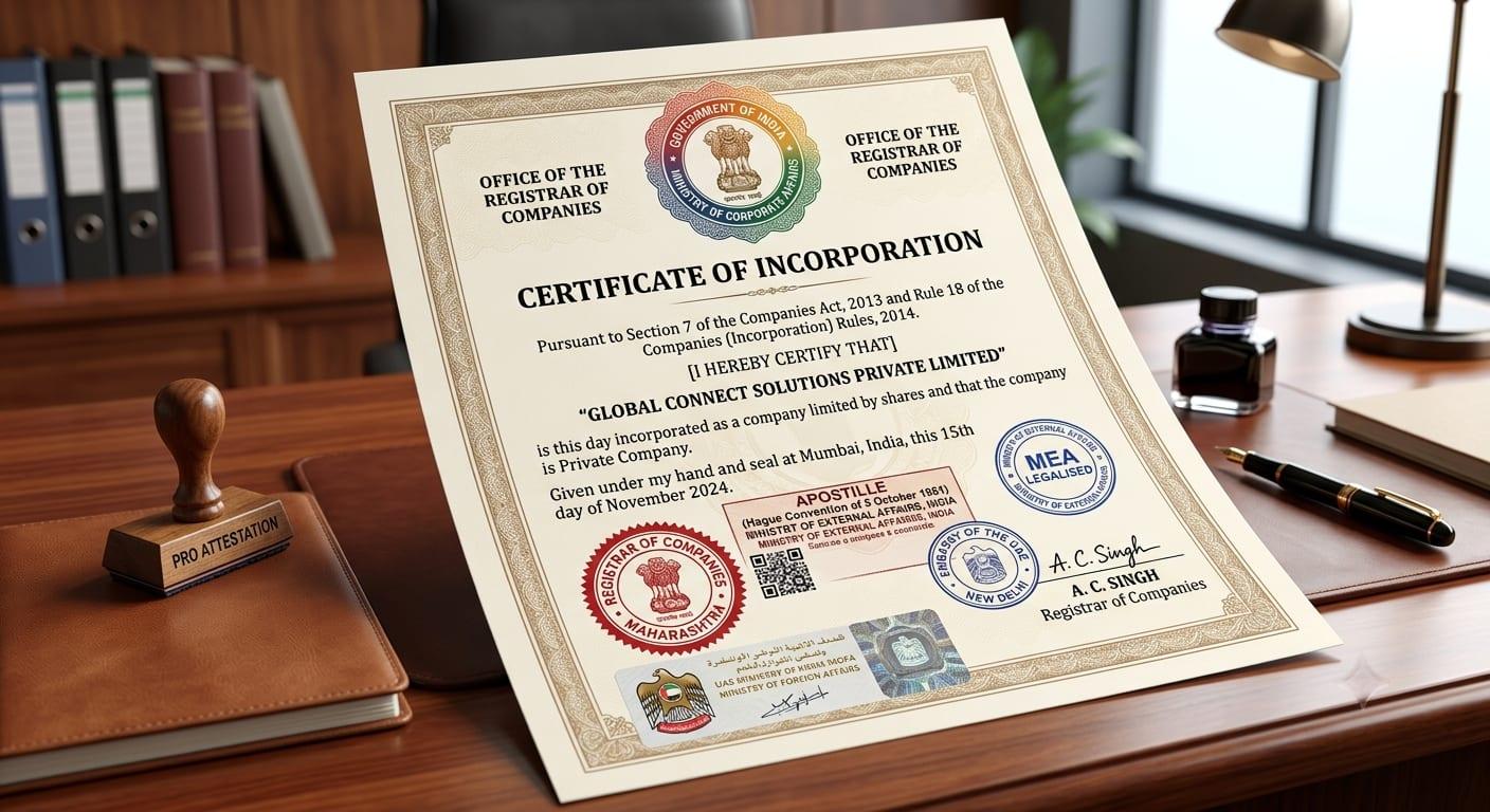 Certificate of Incorporation Attestation & Apostille